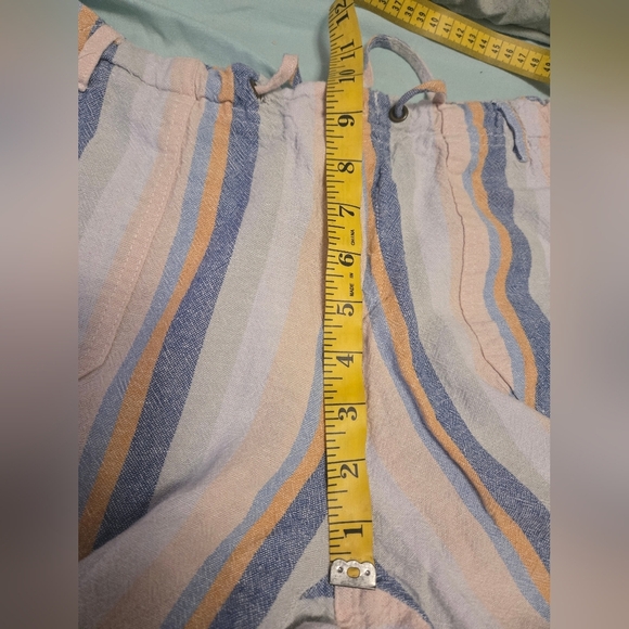 Just Living Womens Large Linen Blend Stripe Wide Leg Pants Coastal Pants Beachy - Picture 9 of 9